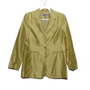 Amanda Smith Green Long Blazer Size 6 Linen Blend Lightweight